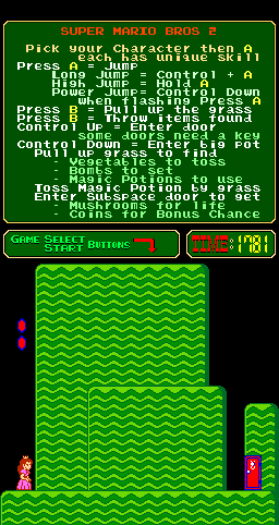 Super Mario Bros. 2 (Princess Floating Infinitely, 2012-01-03)(PlayChoice-10) png snap
