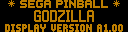 Godzilla (pinball, CPU 1.00, display A1.00) png snap