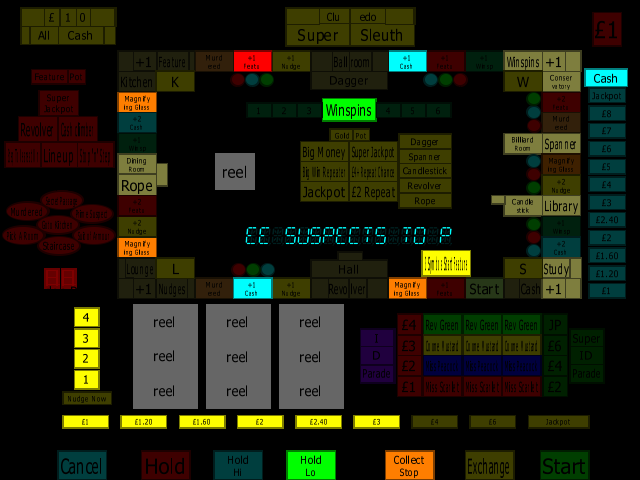 Cluedo Super Sleuth (Maygay) v4.1? (Older, alternate) (Protocol) (M1A/B) png snap