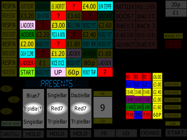 Classic Adders & Ladders (Barcrest) (MPU4) (A6L 0.1, hack, set 1) png snap