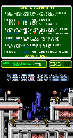 Ninja Gaiden Episode II: The Dark Sword of Chaos (PlayChoice-10) png snap