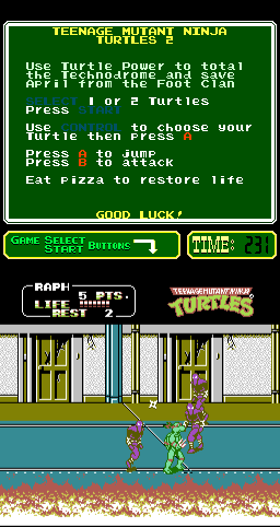 Teenage Mutant Ninja Turtles II: The Arcade Game (PlayChoice-10) png snap