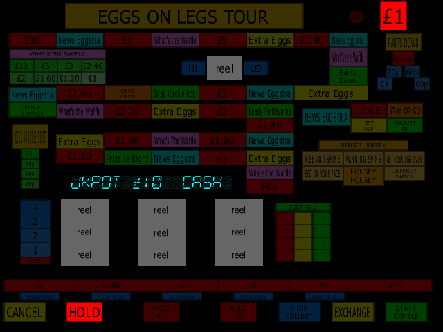 Eggs On Legs Tour (Bellfruit) (set 1, UK, Arcade, 10GBP Jackpot?) (Scorpion 2/3) png snap