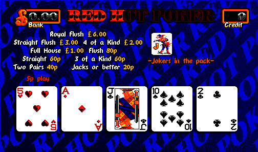 Red Hot Poker (Release 2, 1993 copyright, 5p Fixed, Cash+Token) (set 1) (MPU4 Video) png snap